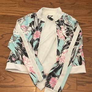 Nike Women's Floral Bomber Jacket - Pink and Black